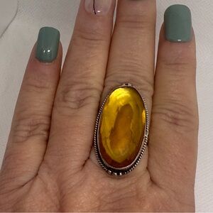 925 Sterling silver Large citrine stone size 10